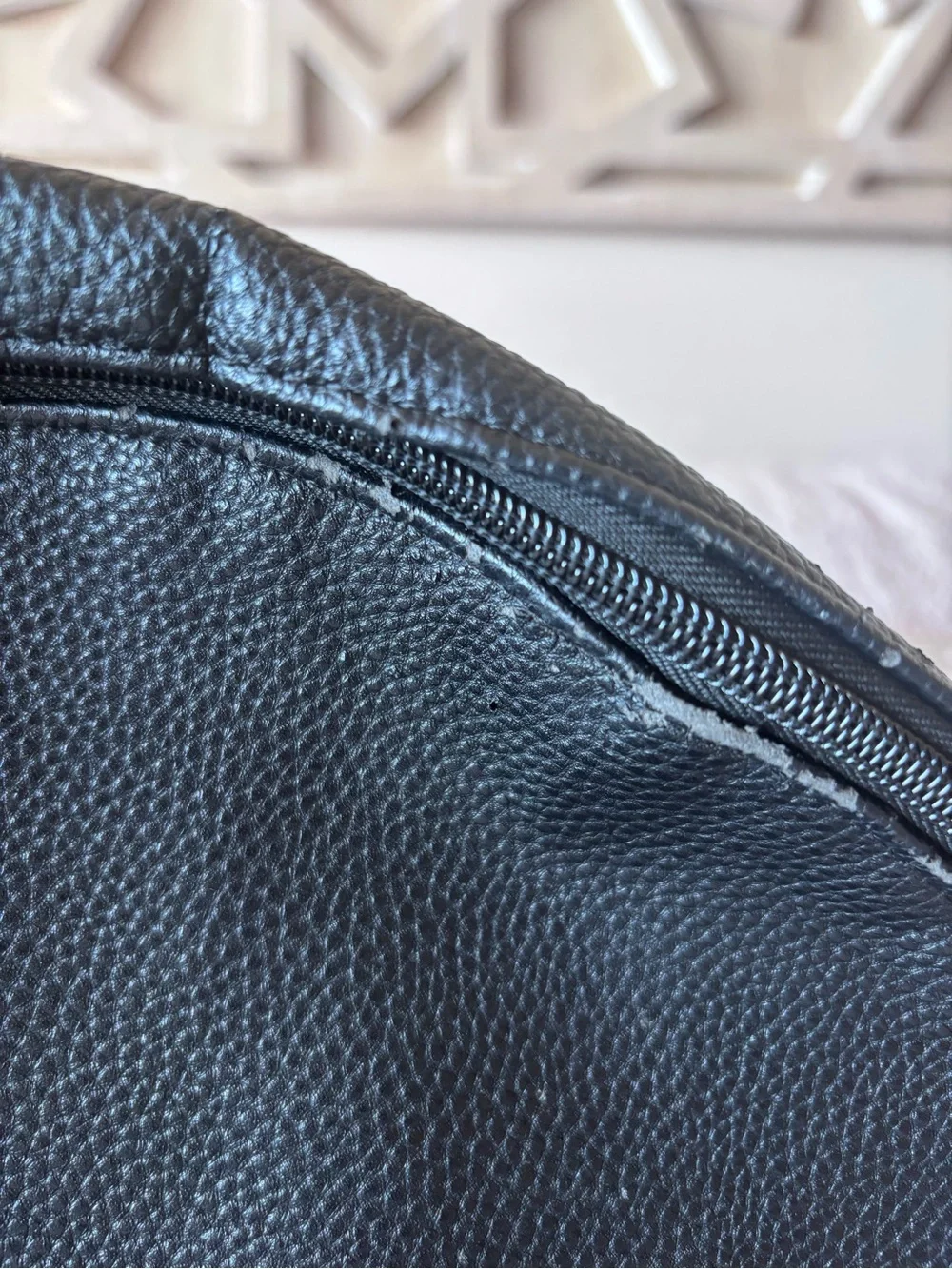 Black Leather Men's Backpack - Classic Pebbled Design